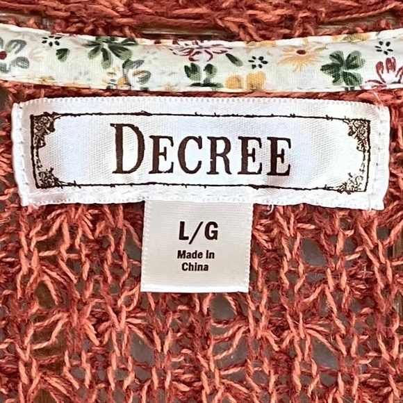 Pointelle Open Front Sweater Sz Large - Picture 4 of 8